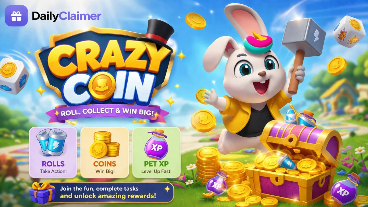 Latest Crazy Coin Free Rolls & Rewards You Can Claim Today